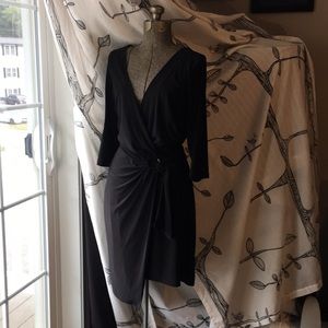 Sexy Little Black Wrap Dress from Avenue Gold Ring Detail 18/20